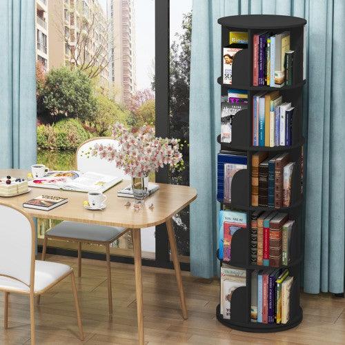 360° Rotating Stackable Shelves Bookshelf Organizer - Black (3-5 Levels) - Toytexx 360° Rotating Stackable Shelves Bookshelf Organizer - Black (3-5 Levels) - Toytexx
